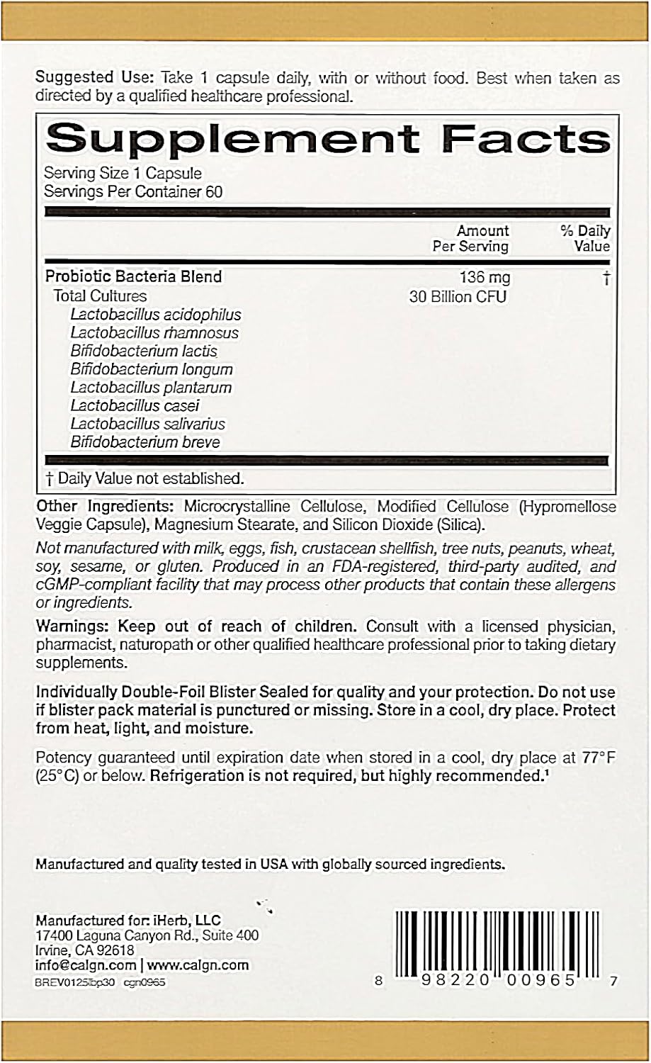 California Gold Nutrition LactoBif® 30 Probiotics