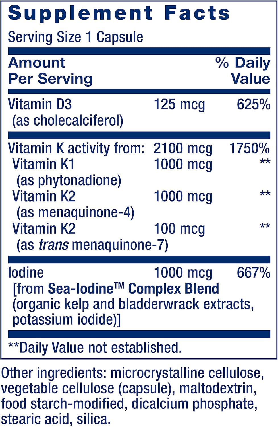 Life Extension Vitamins D and K with Sea-Iodine